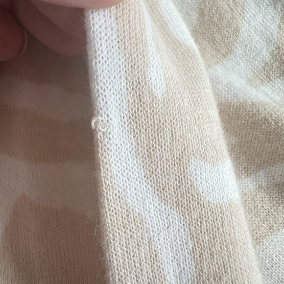 Old Navy Cardigan Sweater Womens 2X Beige White Zebra Print ButtonUp Cotton READ - Picture 9 of 12